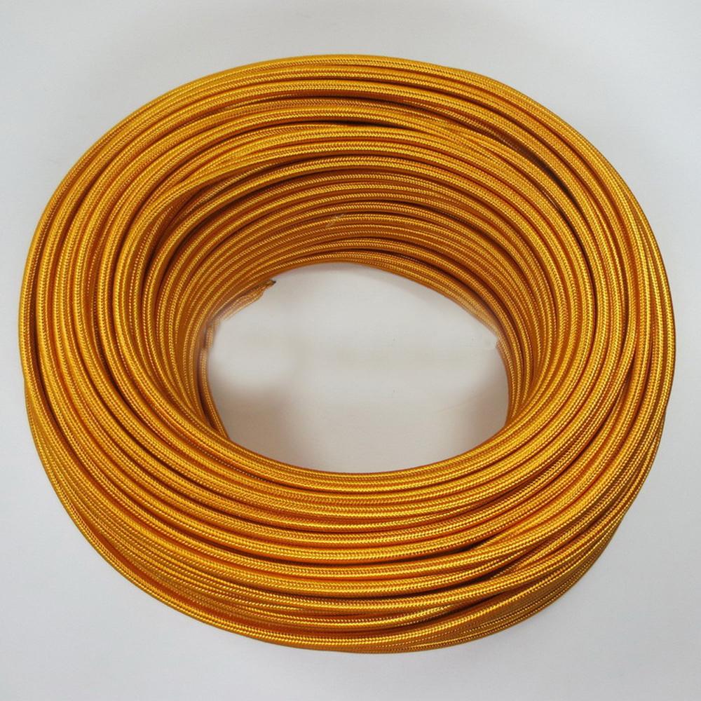 Industrial 2 core Round Febric Electric Cable Gold~1343