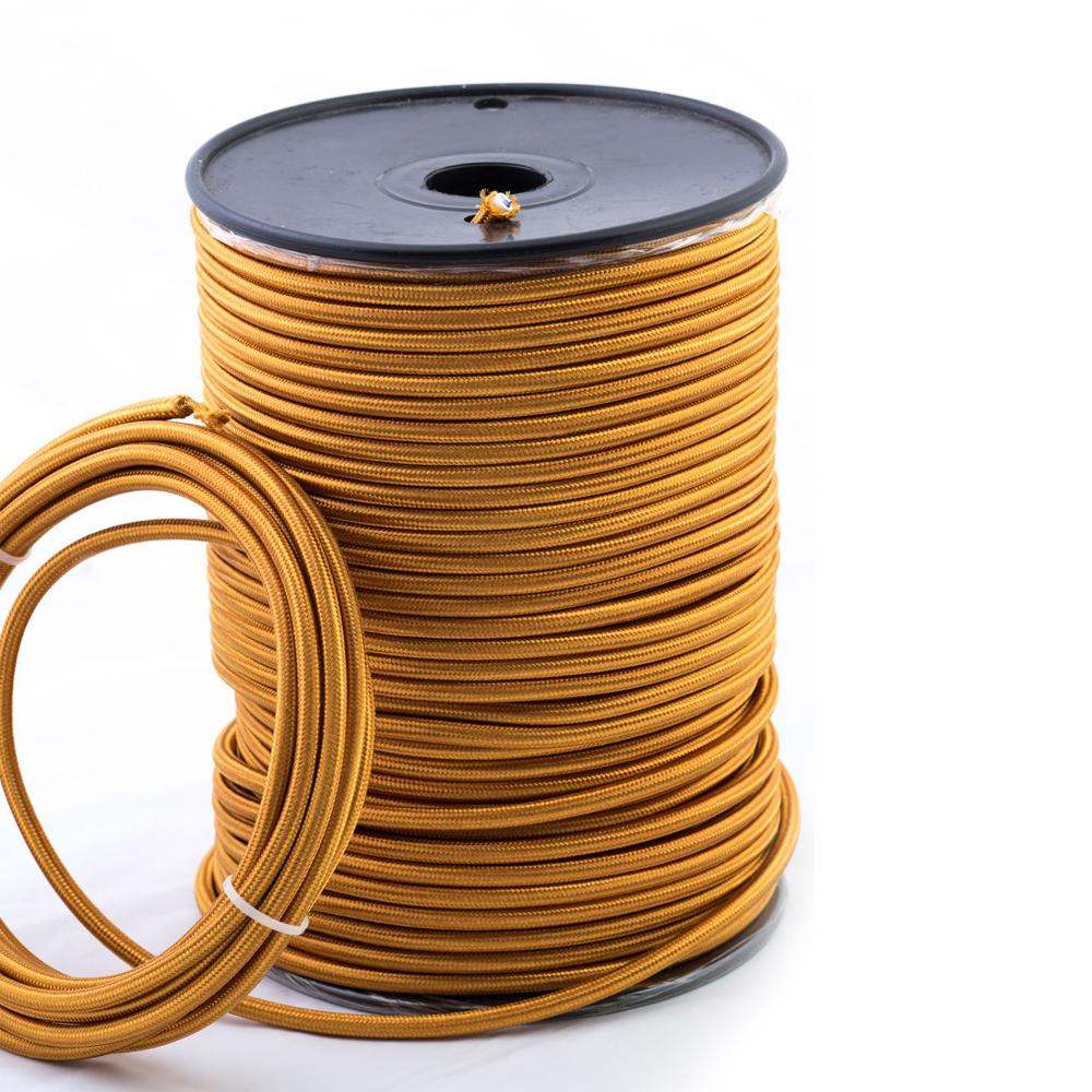Industrial 2 core Round Febric Electric Cable Gold~1343