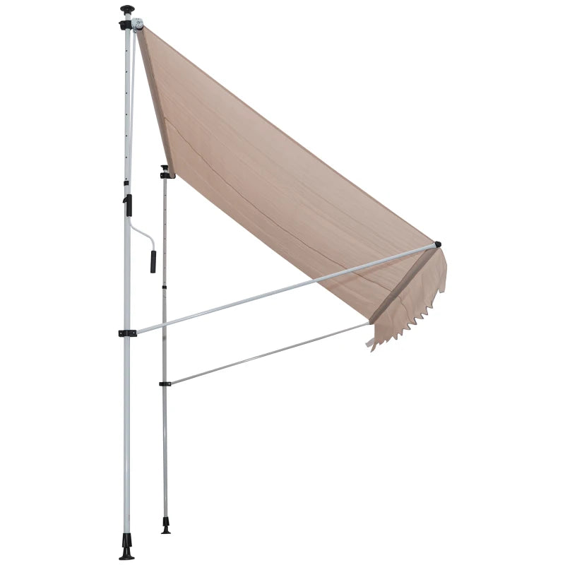 6.6'x5' Manual Retractable Patio Awning Window Door Sun Shade Deck Canopy Shelter Water Resistant UV Protector Beige