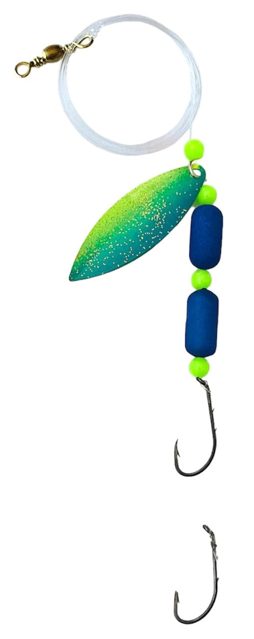 Fluorocarbon Willow Leaf Floating Worm Harness – Green Wave Blade