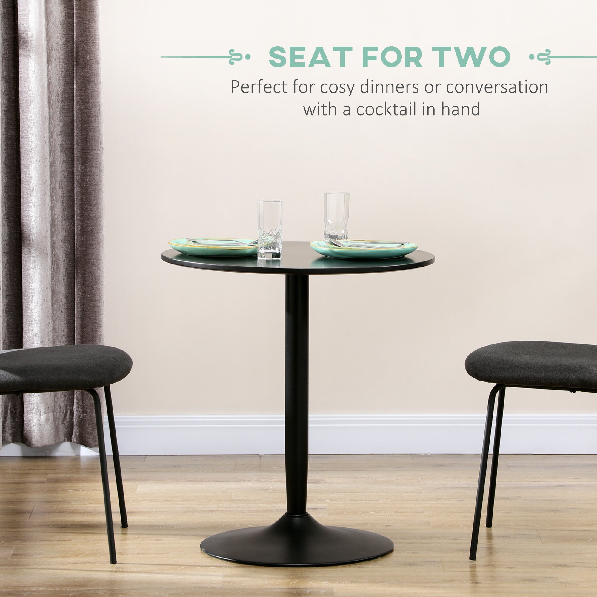HOMCOM Modern Round Dining Table Steel Base Black for Living Dining Room Contemporary
