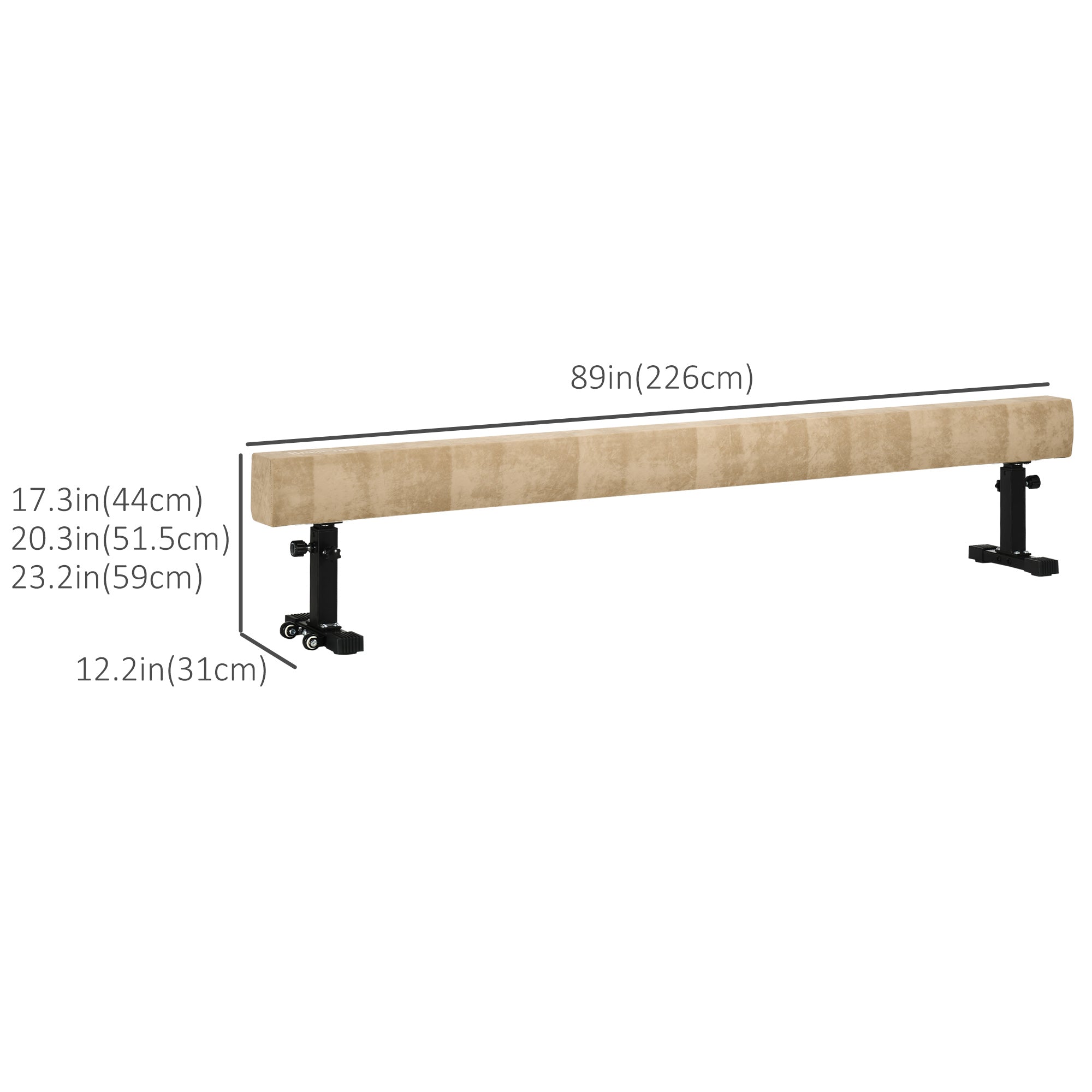 Soozier 7.5ft Adjustable Gymnastics Balance Beam with Wheels for Kids 8-12 Years Old Gym Equipment