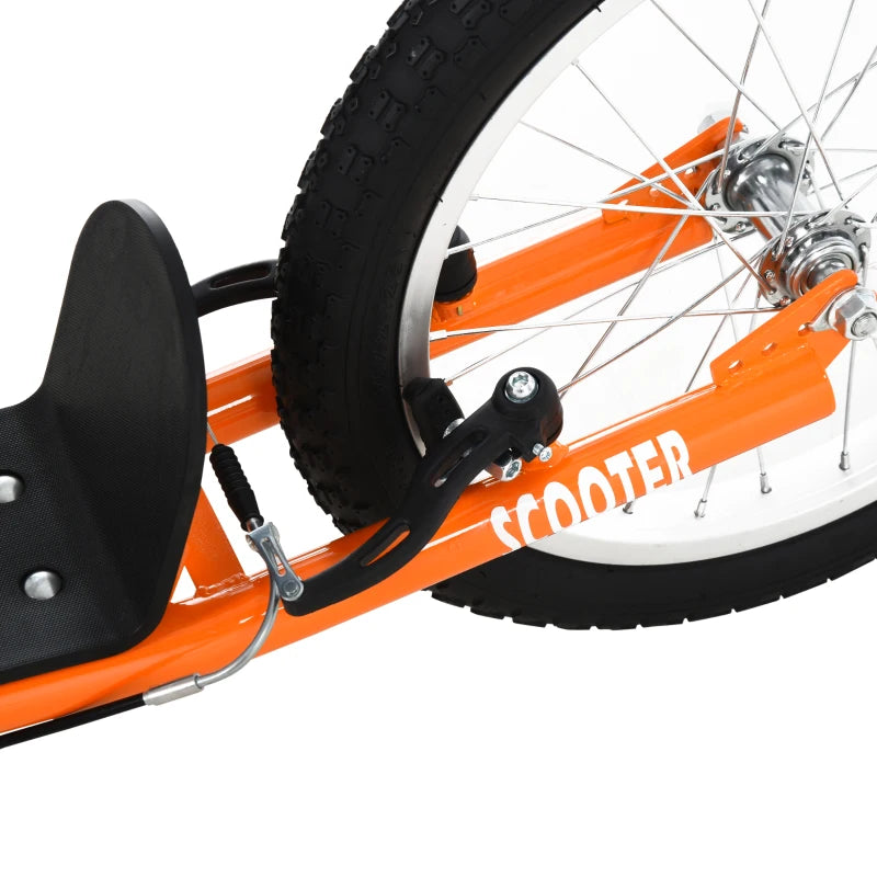 Aosom Kids Scooter with Adjustable Handlebar, Youth Kick Scooter with Dual Brakes, Inflatable Wheels, for Age 5+, Orange