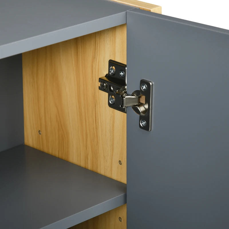 Wall Mounted Medicine Cabinet with Mirror Wall Mirror Cabinet with 3 Doors and Adjustable Storage Shelves Gray