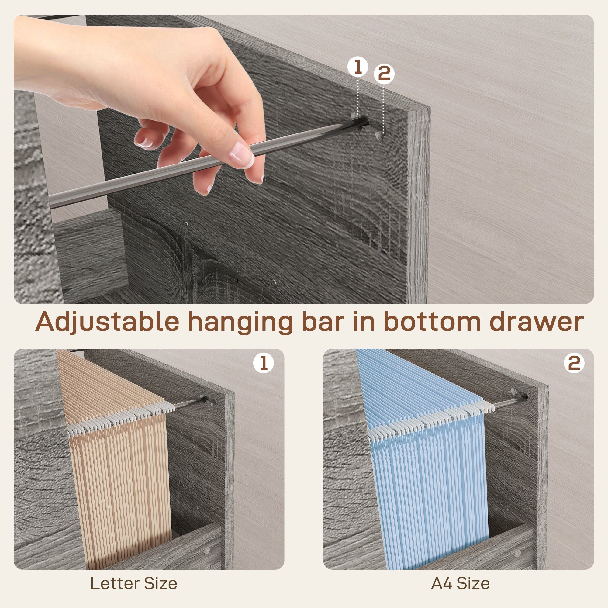 HOMCOM Mobile Printer Stand: USB Charging, Locking Cabinet for A4/Letter Size, Grey