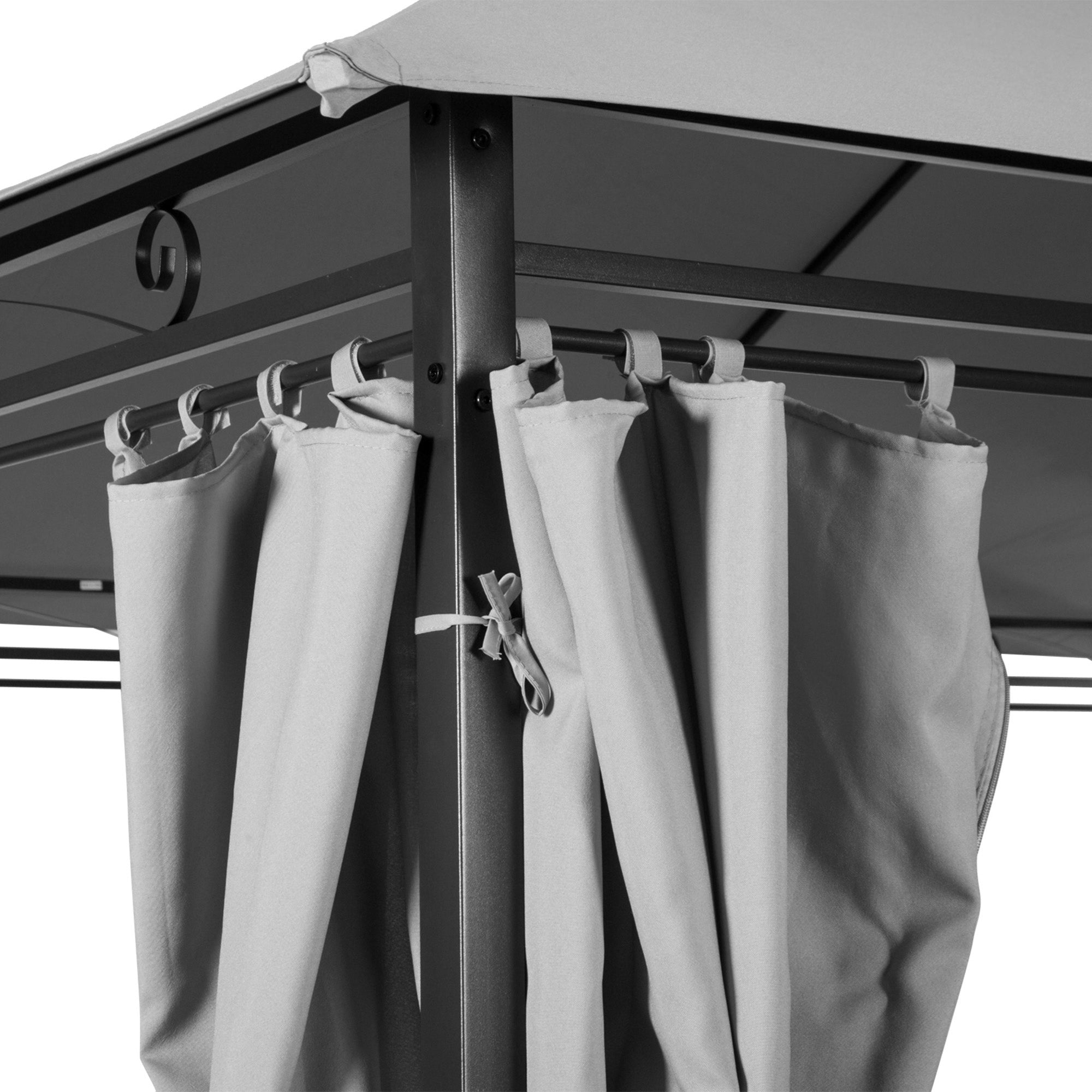 Outsunny 10' x 13' Outdoor Patio Gazebo 2-Tiers Canopy Sunshade Shelter with Curtains Dark Grey