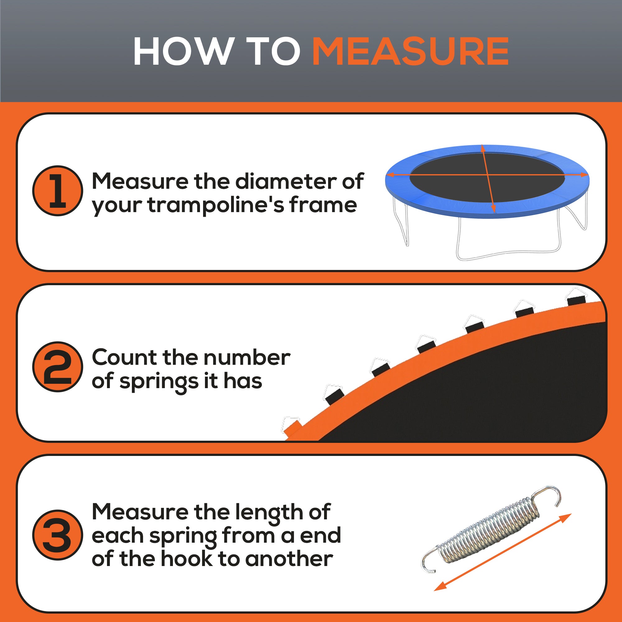 Soozier Trampoline Mat Replacement with Spring Pull Tool and 72 V-Hooks, Fits 12ft Trampoline, Using 5.5" Springs, Orange