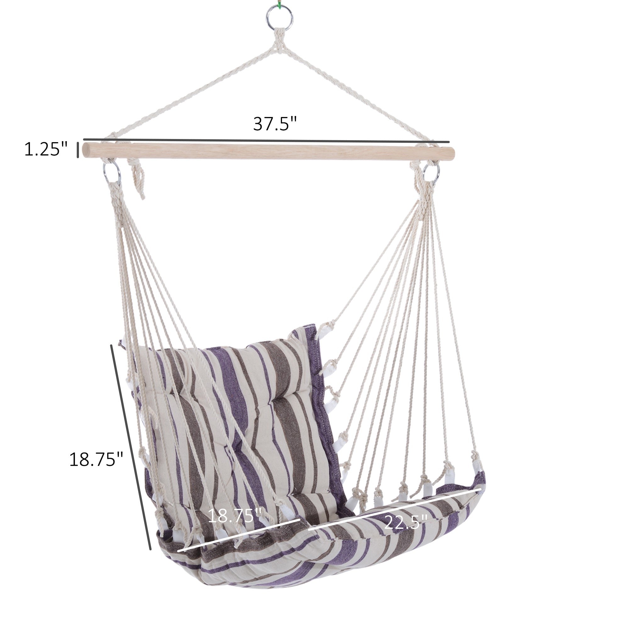 Outsunny Portable Relaxation: Woven Rope Hanging Swing Chair for Outdoor Garden, Yard, Camping, Brown Finish