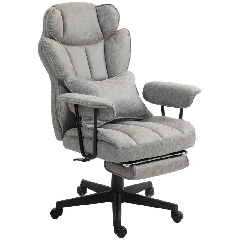 Big and Tall Office Chair with Foot Rest, 400LBS High Back Desk Chair with Padded Armrests, Lumbar Support, Grey