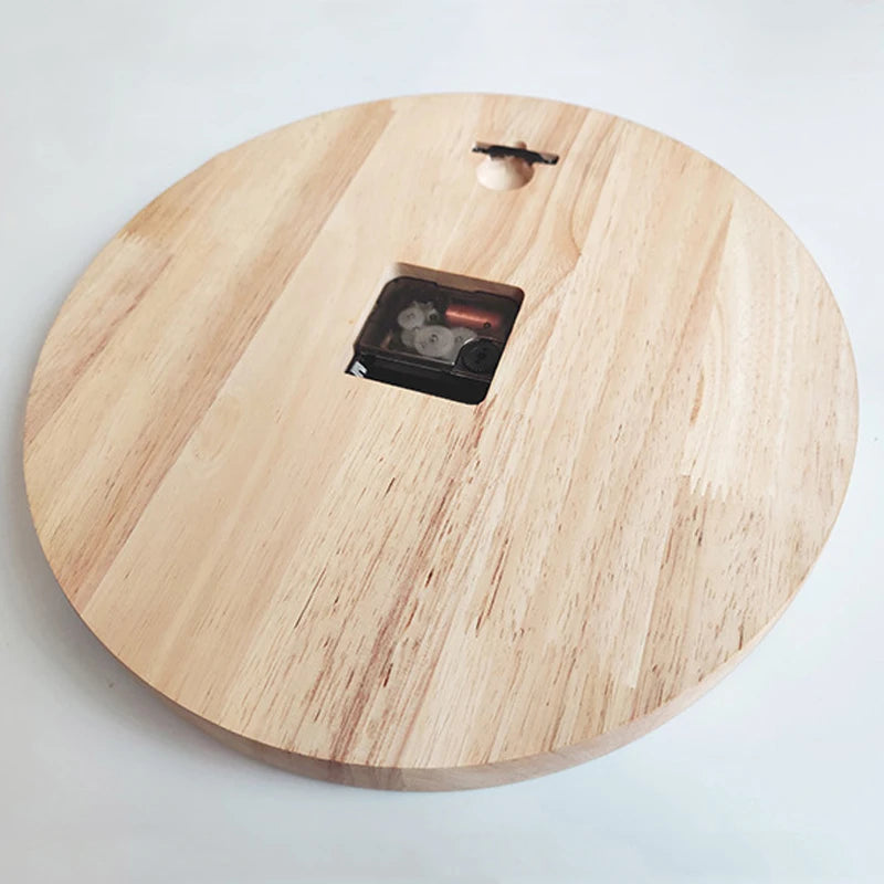 Nordic Walnut Wood Wall Clock Modern Design Minimalist Style Kitchen Wood Clock 3D Stickers Wall Art Watch Home Decor 12 inch