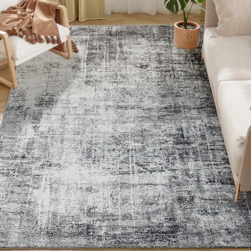 Area Rug for Living Room 5x7, Modern Abstract Machine Washable Rug, Non-Slip Carpet for Bedroom, Dining Room, Grey