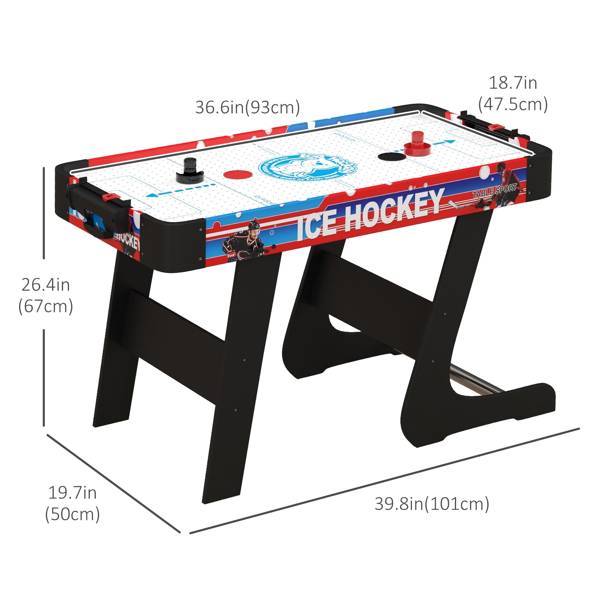 Soozier Compact Air Hockey Table 40" Arcade Style with Electronic Scoreboard 2 Pucks 2 Pushers for Game Room