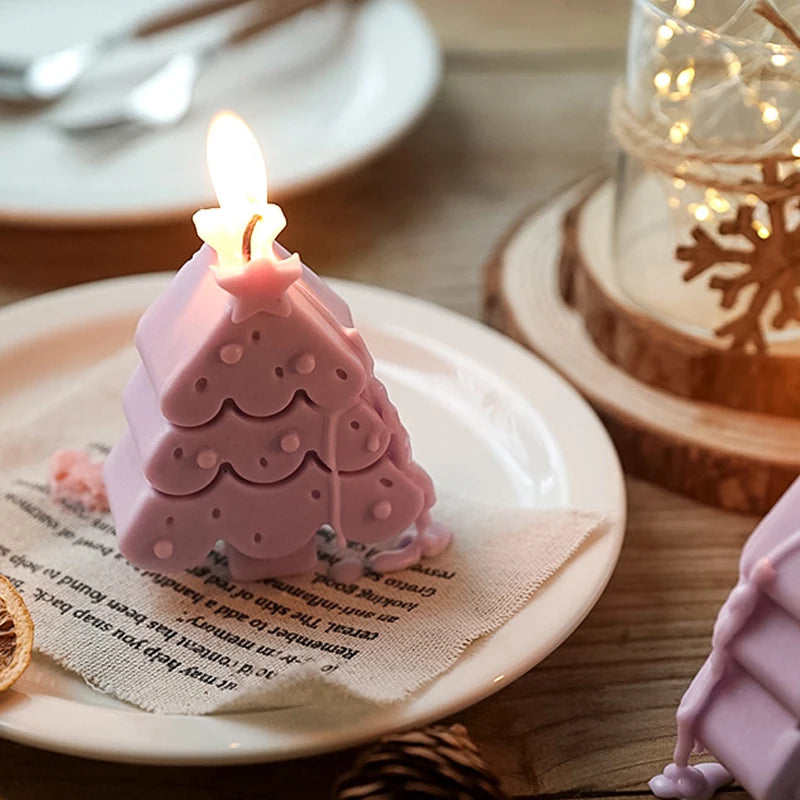 Handmade Cartoon Christmas Tree Scented Candles Scene Decoration Shooting Props Soy Wax Aromatherapy Incense Candle