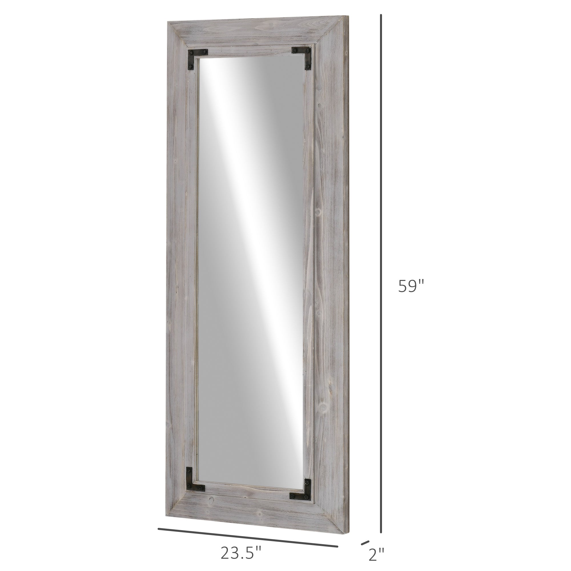 HOMCOM Farmhouse Flair: 59" x 23.5" Full Length Wall Mirror, Rustic Grey Finish for Living Room, Bedroom Decor