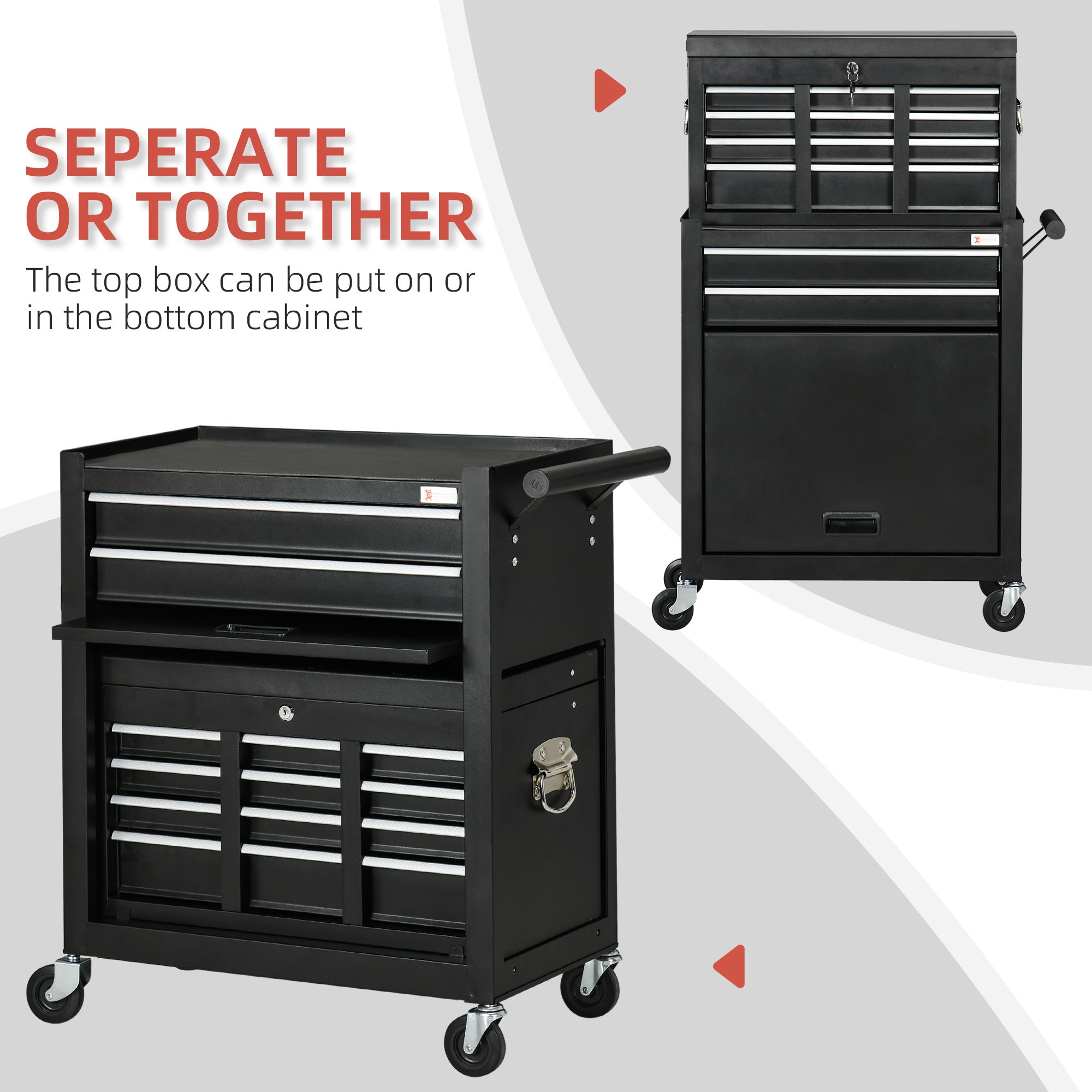 DURHAND Rolling Tool Chest - 6-Drawer Set with Lockable Wheels, Portable Tool Box & Storage Cabinet, Removable Top