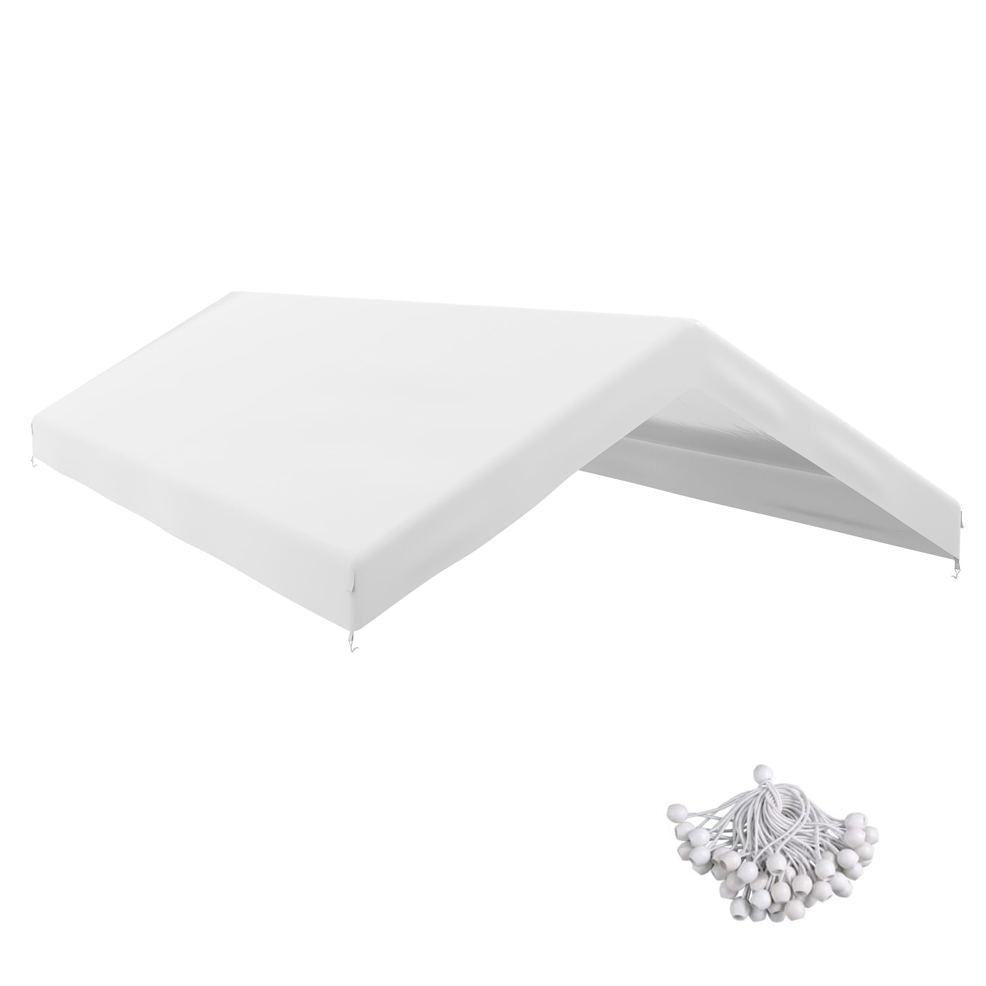 Outsunny 10 x 20ft Carport Replacement Canopy, UV Resistant Garage Car Cover with Ball Bungee Cords, White