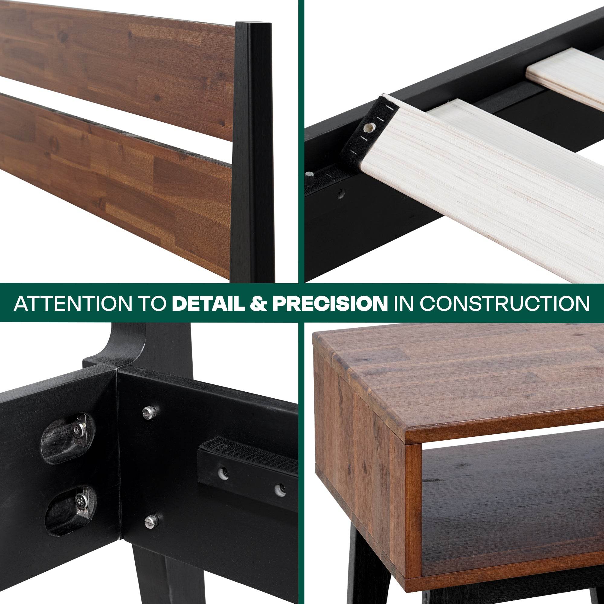 Callisto Solid Wood Bed Frame and Nightstand Bedroom Set