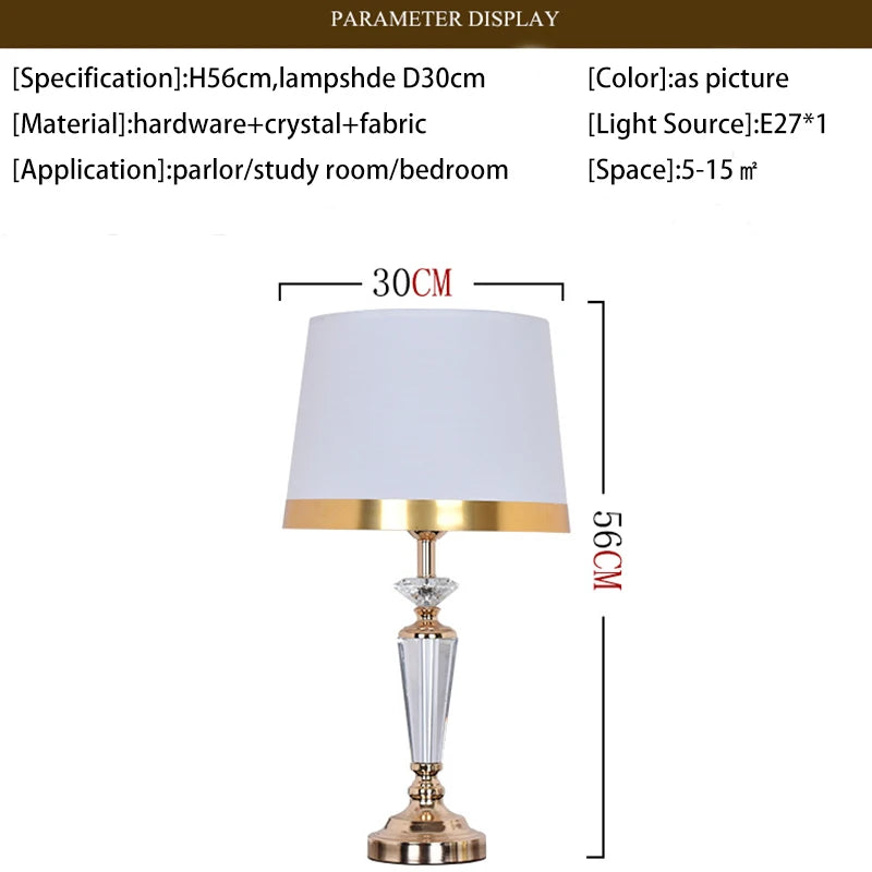 SAROK Modern Table Lamp – Crystal White Bedside LED Desk Lamp, Luxury Decorative Light for Home, Foyer, Bedroom, Office, Hotel, Study