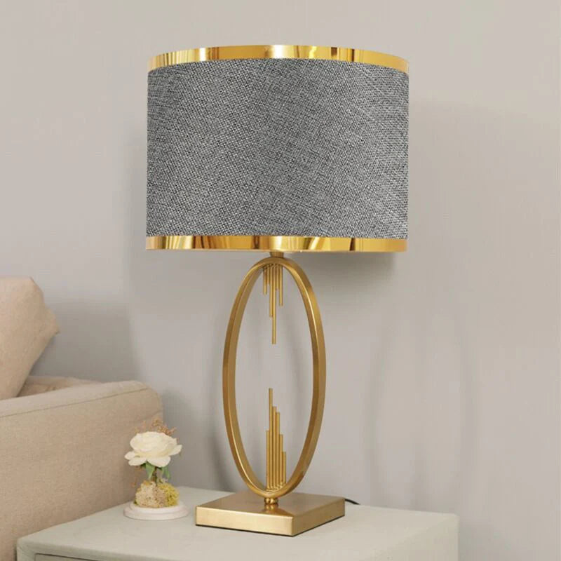 SAROK Modern Table Desk Lamp – LED Iron Nordic Luxury Gray Bedside Lamp for Home, Foyer, Study, and Bedroom Decoration