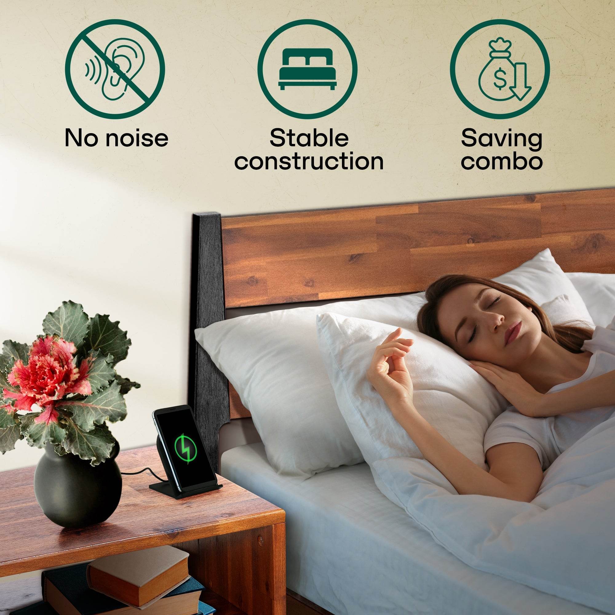 Callisto Solid Wood Bed Frame and Nightstand Bedroom Set