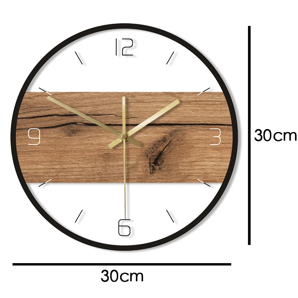 Rustic Wood Cabin Country Style Art Wall Clock – Old Wood Pattern Texture, Silent Clock for Home Indoor Decor