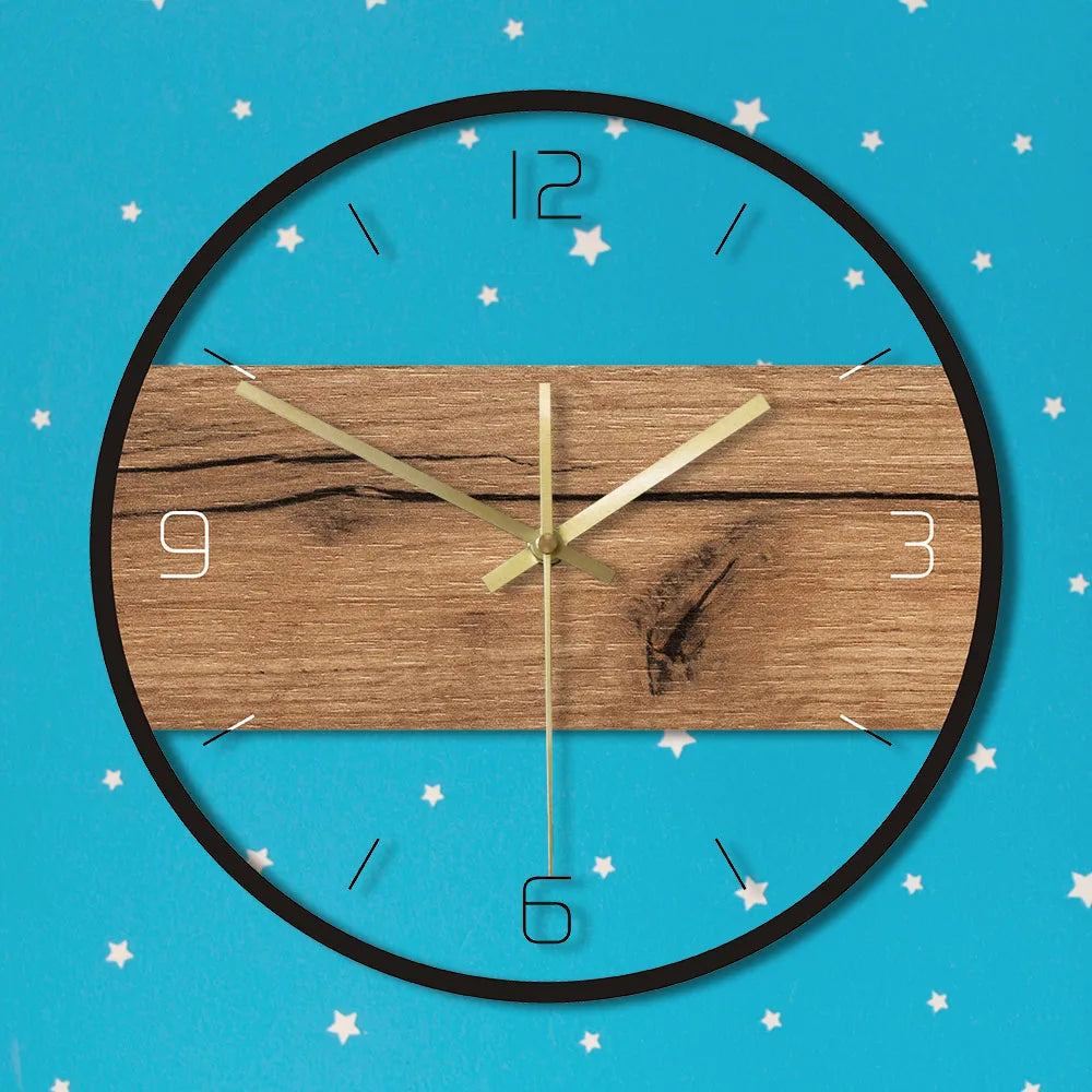 Rustic Wood Cabin Country Style Art Wall Clock – Old Wood Pattern Texture, Silent Clock for Home Indoor Decor