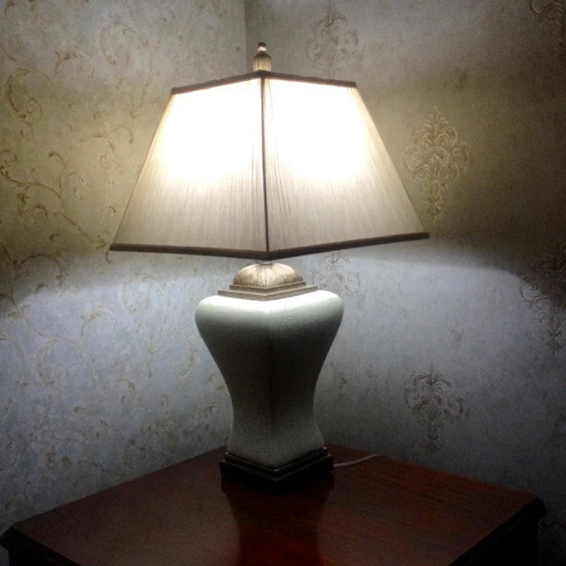 Luxury Ceramic Table Lamp - Generous LED Bedside Lamp for Bedroom and Living Room Decor