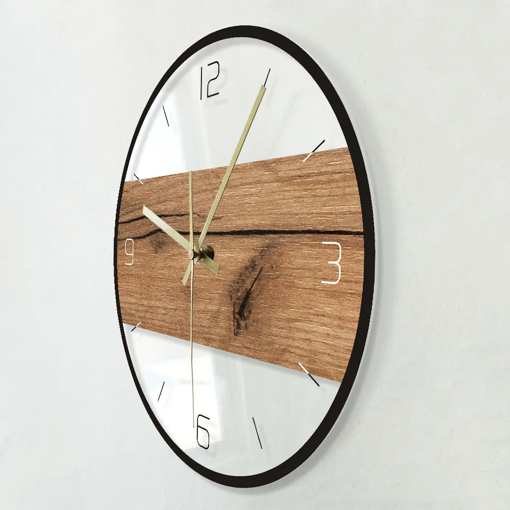 Rustic Wood Cabin Country Style Art Wall Clock – Old Wood Pattern Texture, Silent Clock for Home Indoor Decor