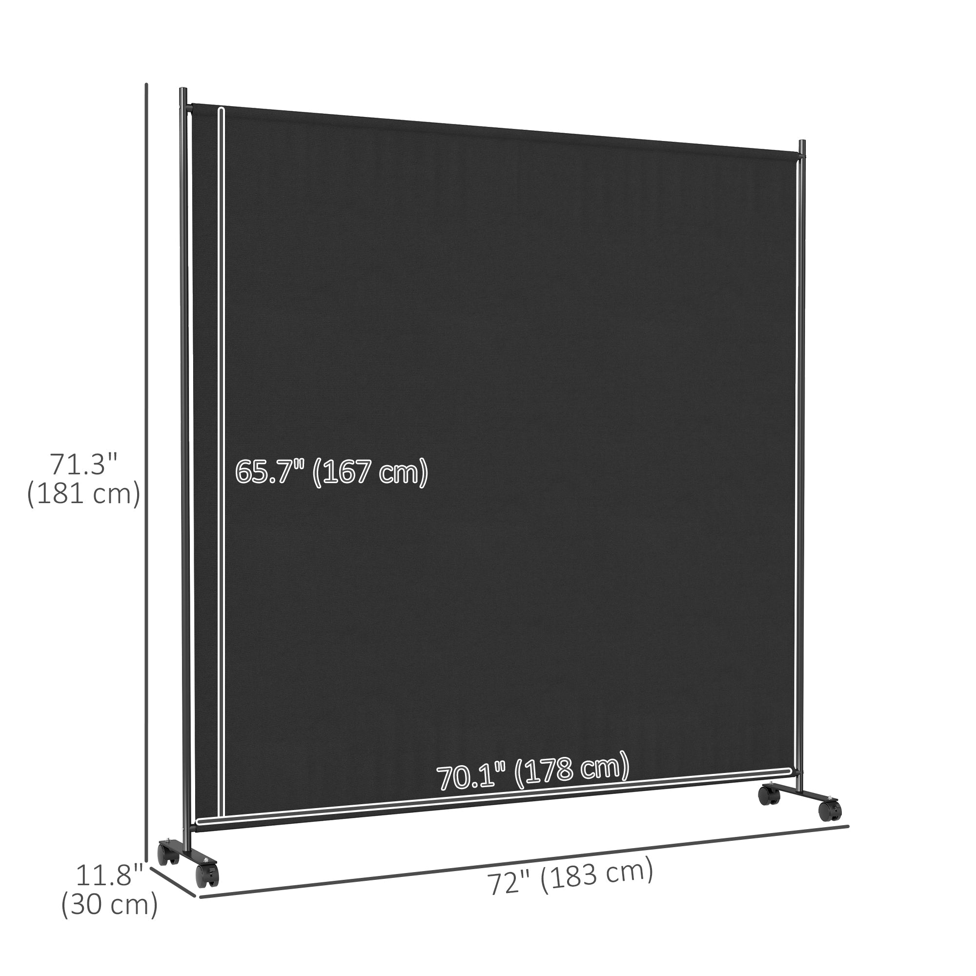 Outsunny Outdoor Room Divider with Castor Wheels, Rolling Privacy Screen for Patio Backyard Pool Hot Tub, 6ft Tall