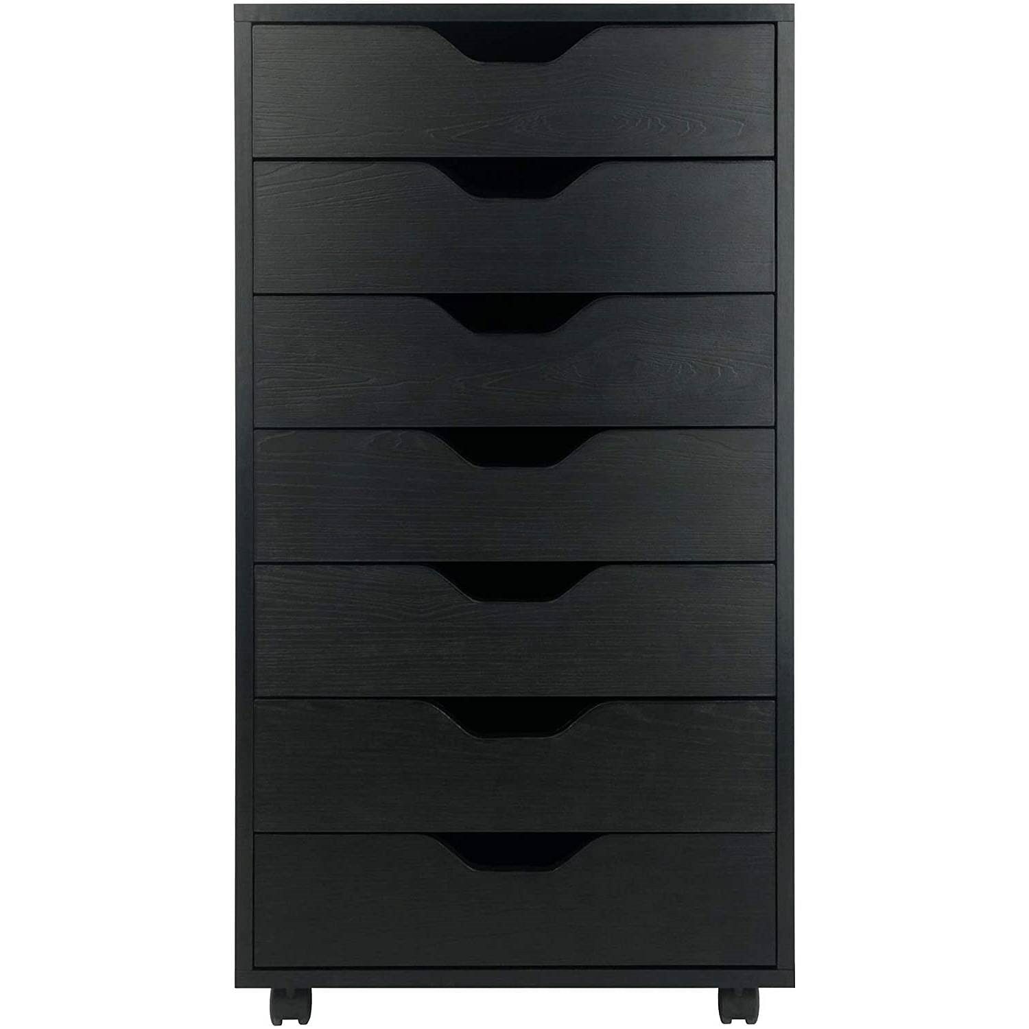 Modern Scandinavian Style 7-Drawer Storage Cabinet Chest in Black Finish - Free ShipingShipping