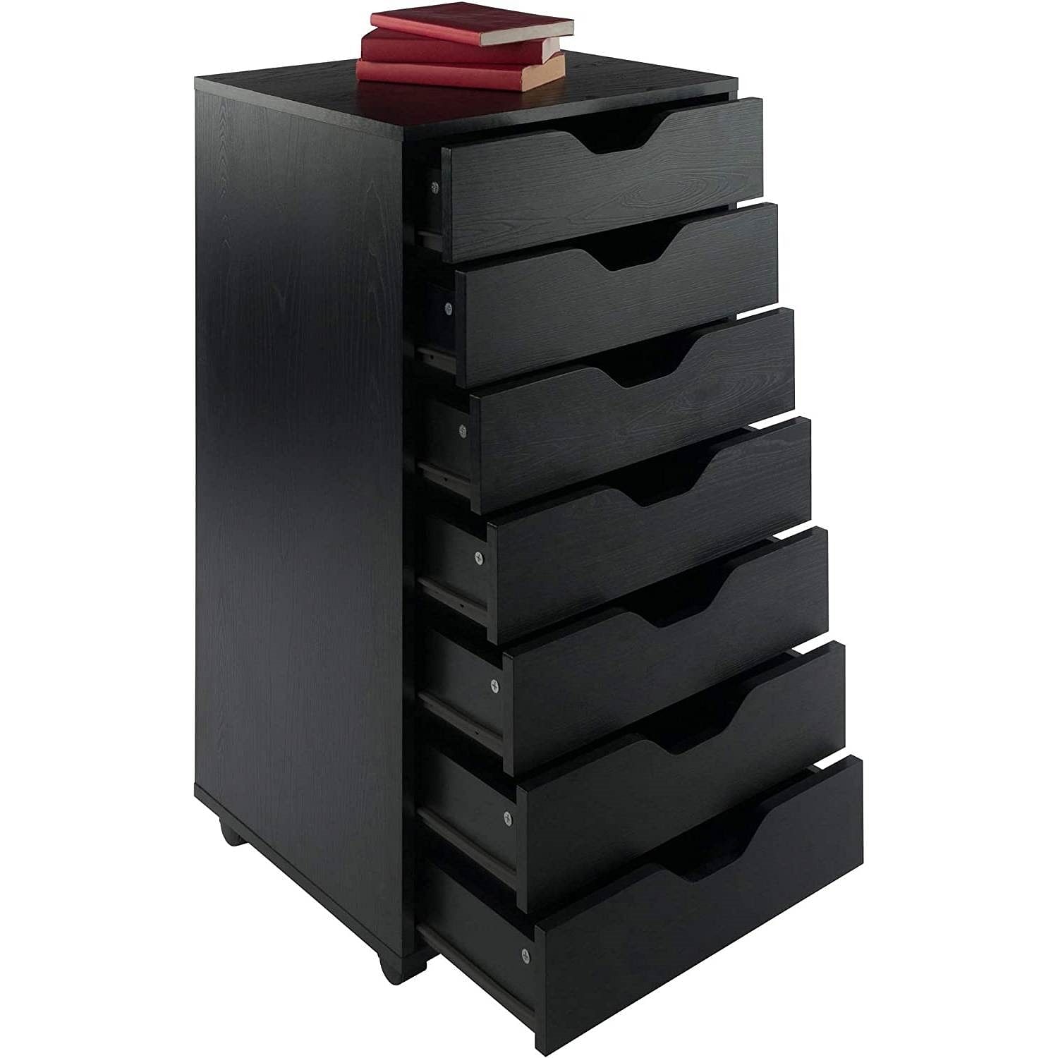 Modern Scandinavian Style 7-Drawer Storage Cabinet Chest in Black Finish - Free ShipingShipping