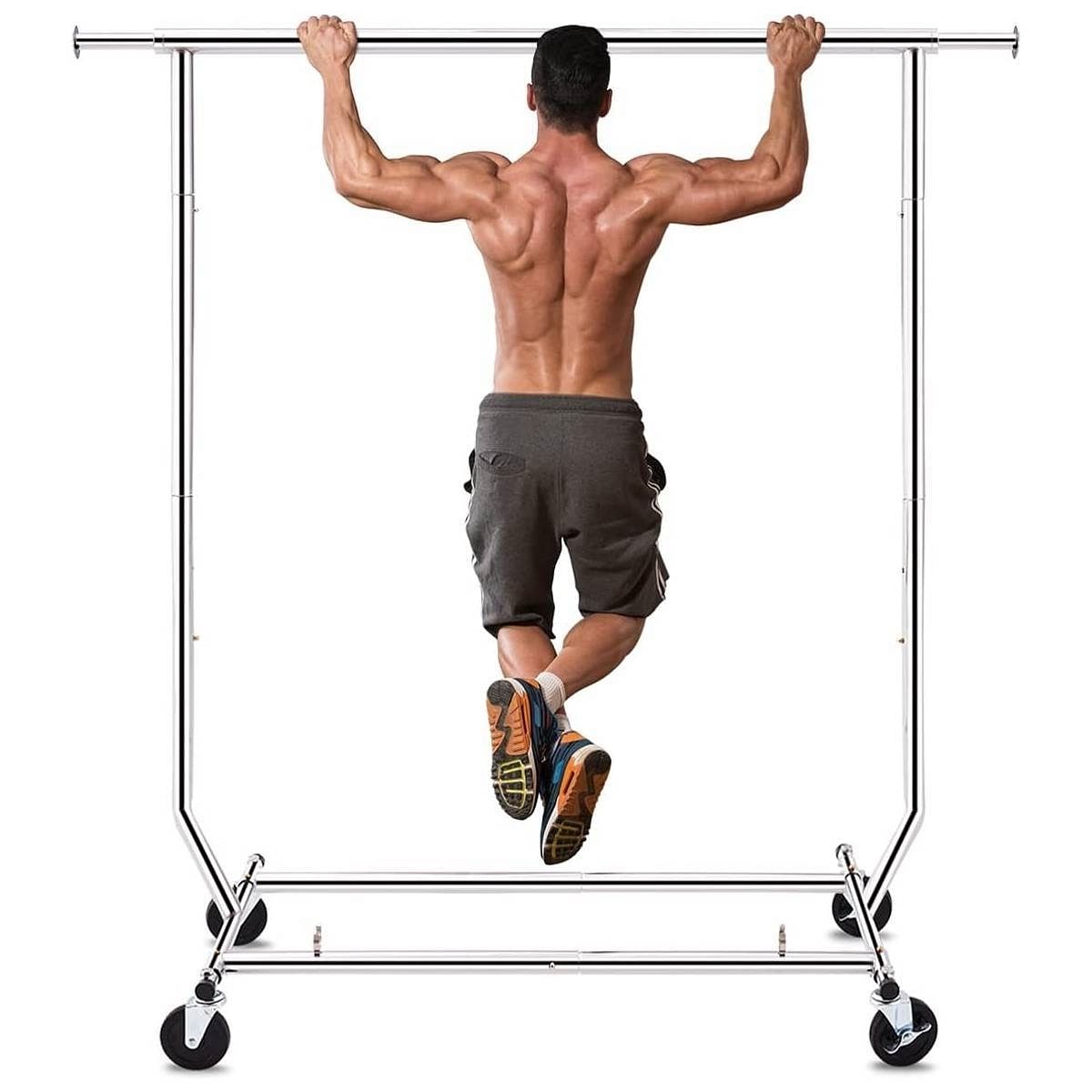 Heavy Duty Metal Clothing Garment Rack with Lockable Wheels - 250 lbs. Capacity - Free Shipping