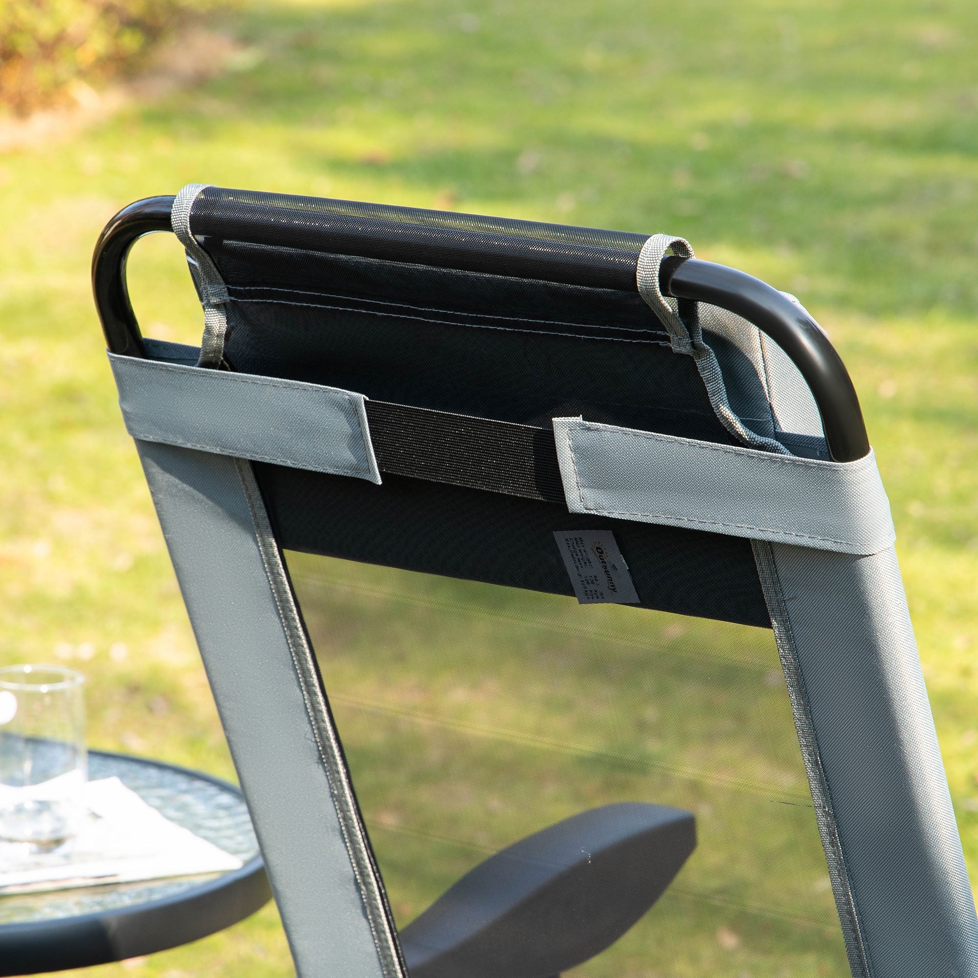 Outsunny Set of 4 Folding Recliner Outdoor Patio Chaise Lounge Chair Adjustable Backrest Grey