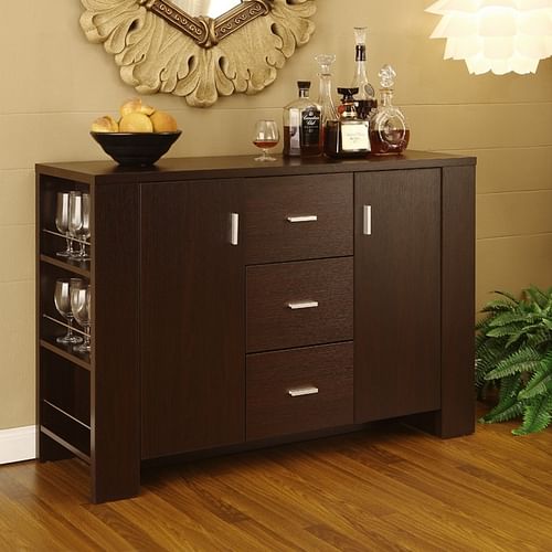 Modern Dining Buffet Sideboard Server in Cappuccino Finish - Free Shipping