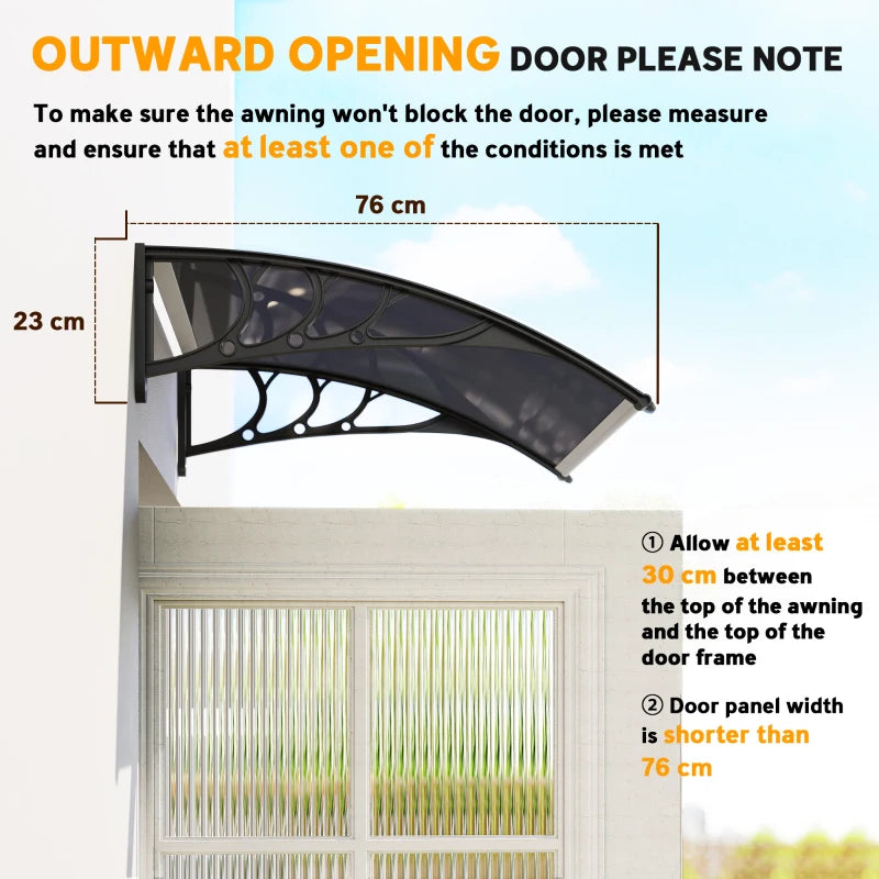 Window Awning Door Canopy, 29.9" x 39.4" Polycarbonate Cover, Front Door Patio Canopy with Solid Panel, Transparent