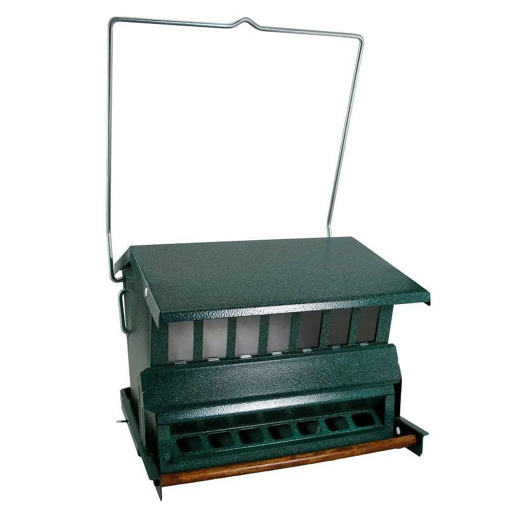 Rugged Green Metal Squirrel-Proof Bird Feeder with Easy-Refill Top - Free Shipping