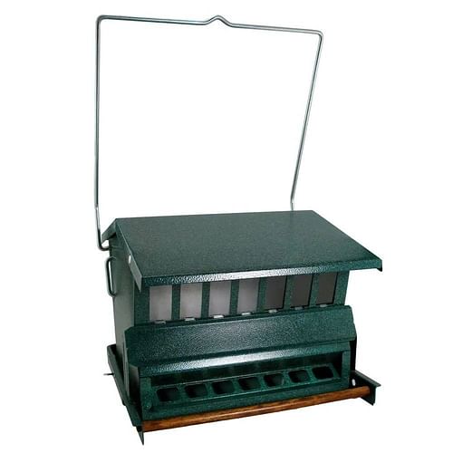 Rugged Green Metal Squirrel-Proof Bird Feeder with Easy-Refill Top - Free Shipping