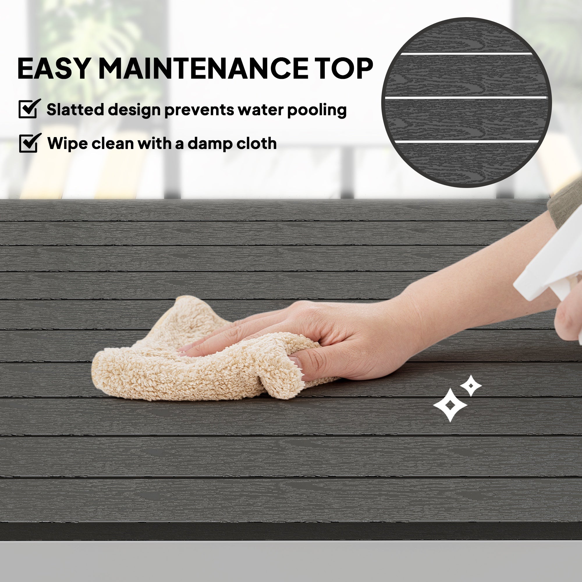 Outsunny Outdoor Dining Table for 4-6 with Easy Maintenance Slatted Top, Rust-Resistant Aluminium Frame, Black