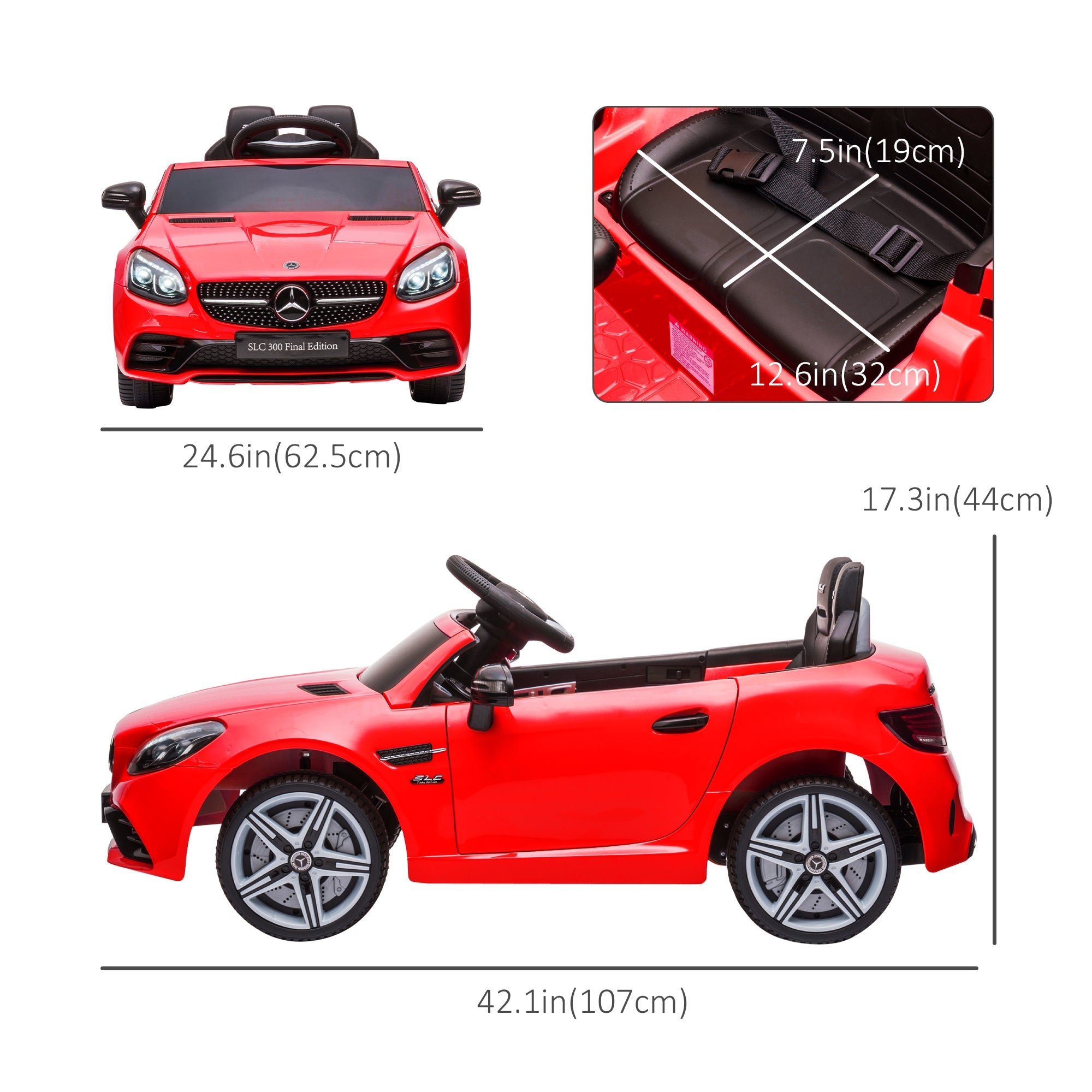 Aosom Kids Ride-On Car: 12V, Remote Control, Music, Lights, Suspension Wheels, 3-6 Years, Red