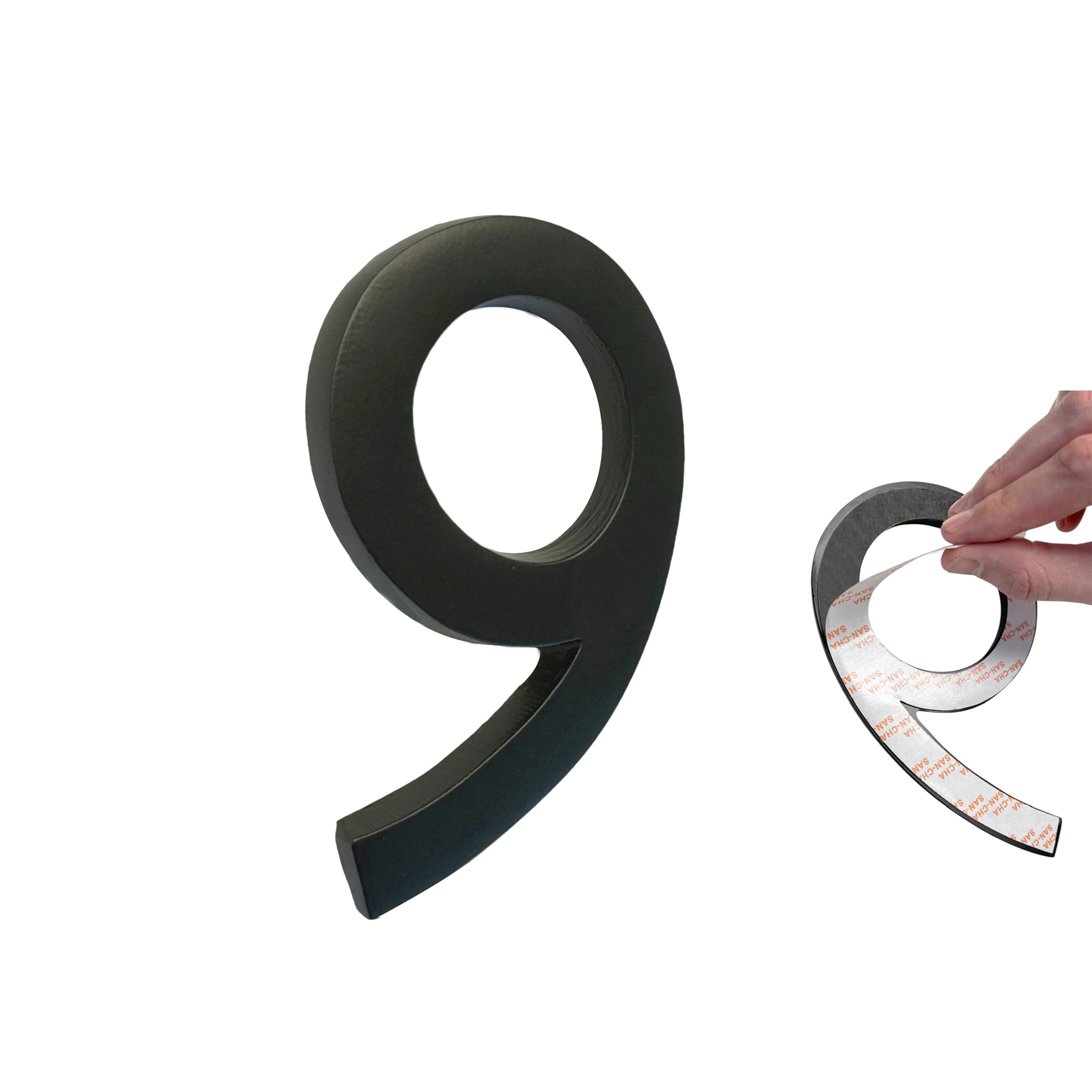 Self Adhesive Aluminum Number 9, 4 inch, Black