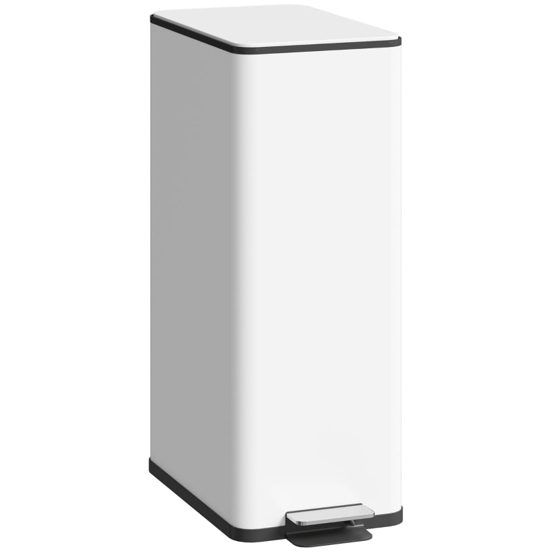 5.3 Gallon Stainless Steel Kitchen Garbage Can with Soft-close Lid, Foot Pedal, Fingerprint-Proof, White