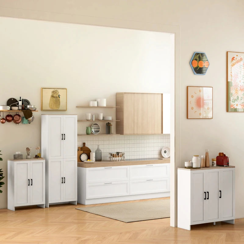 67" 4-Door Kitchen Pantry Cabinet, Freestanding Storage Cabinet Cupboard with Adjustable Shelves, White