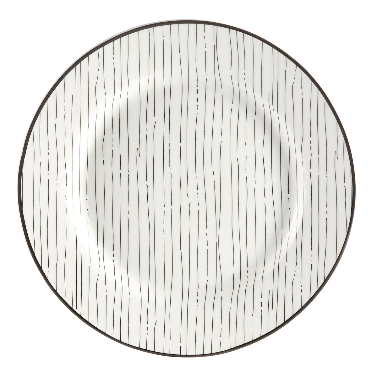 Dinnerware Set with Black Flatware, Porcelain, 12-Piece Dinnerware, Black and White Patterns – Sketch