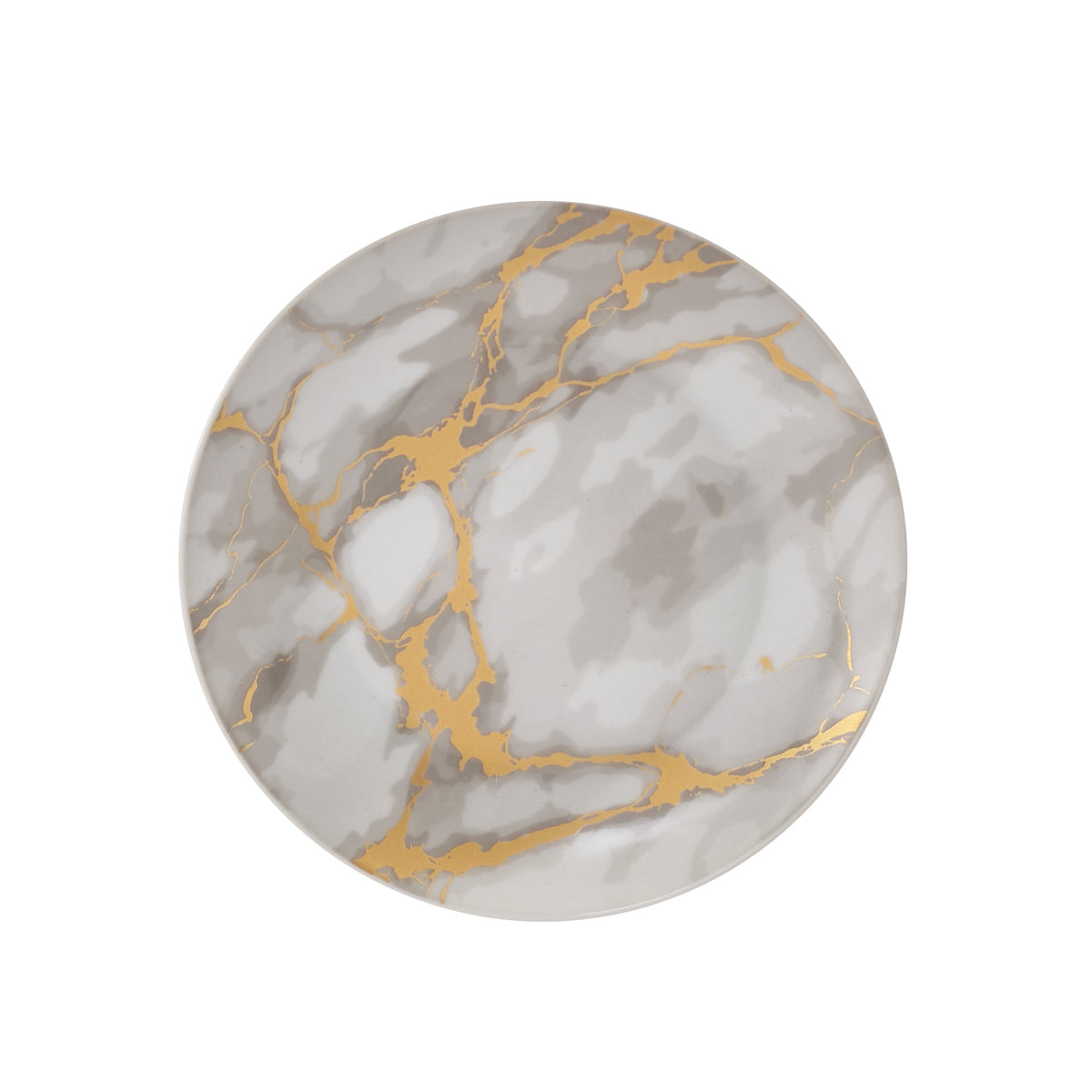 Dinnerware Set with Gold Flatware, Porcelain, 16-Piece Dinnerware, Grey and Gold Marble Look – Gold Marble