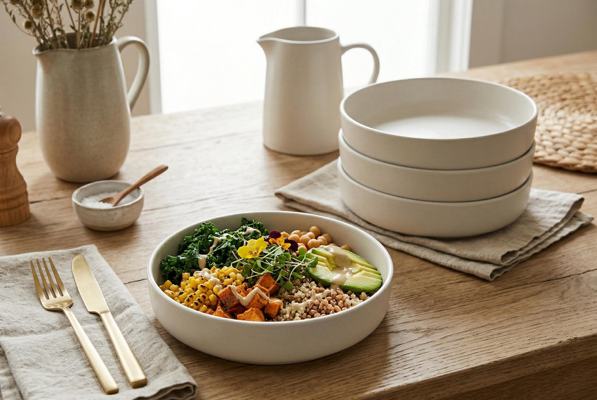 Pasta Bowls, Set of 4, Stoneware, 22 cm (8.7 in), Matte Off-White – Lisbon