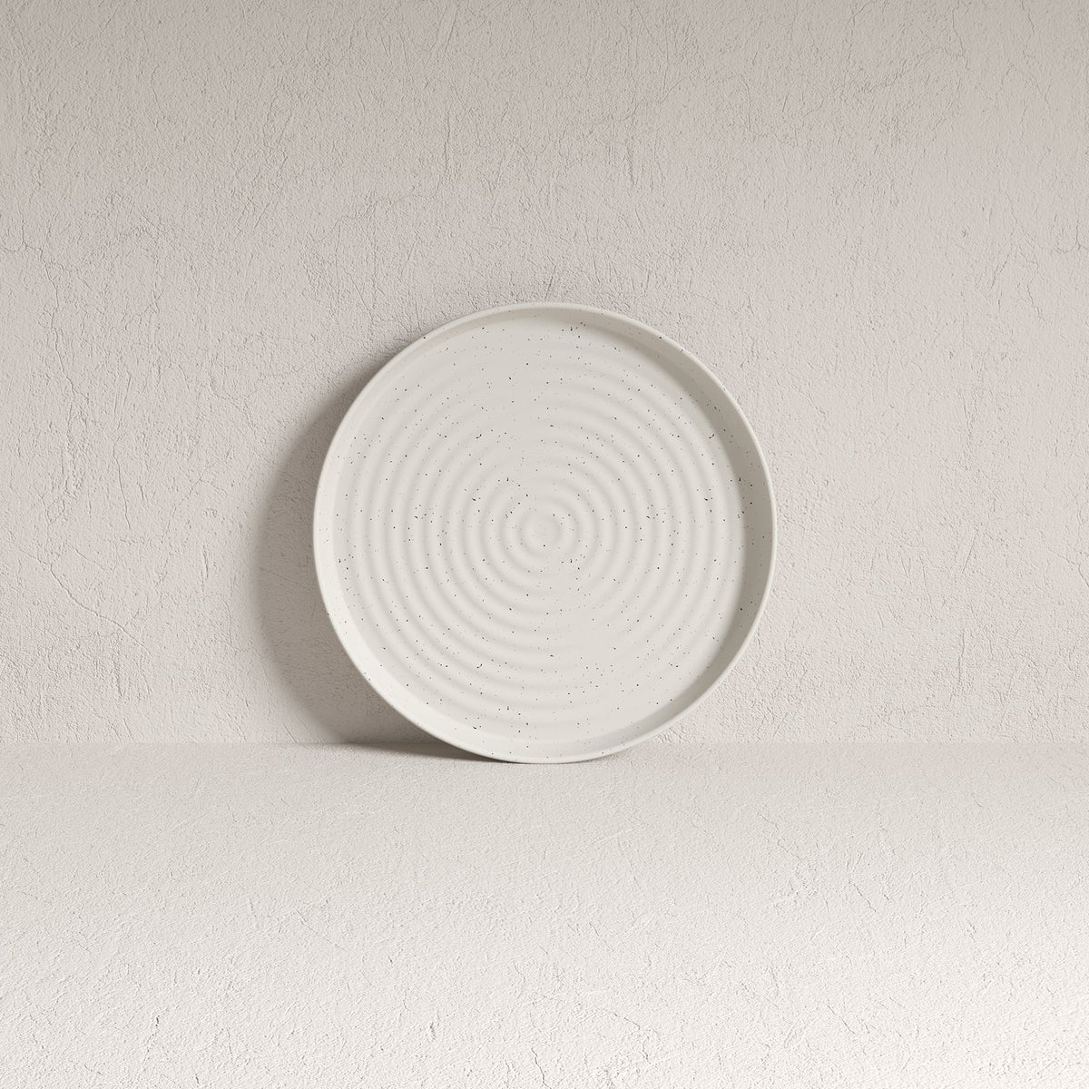 Dinnerware Set, 12-Piece, Stoneware, Speckled Off-White, Ribbed – Rachel