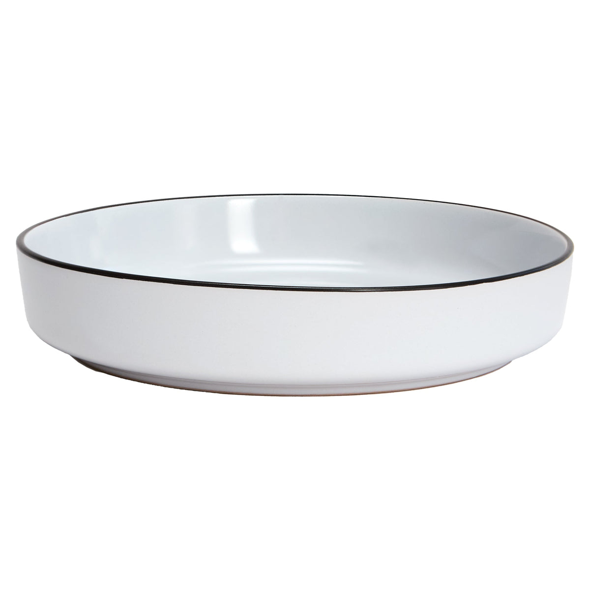 Pasta Bowls, Set of 4, Stoneware, 20 cm (7.9 in), White with Black Rim – Bistro