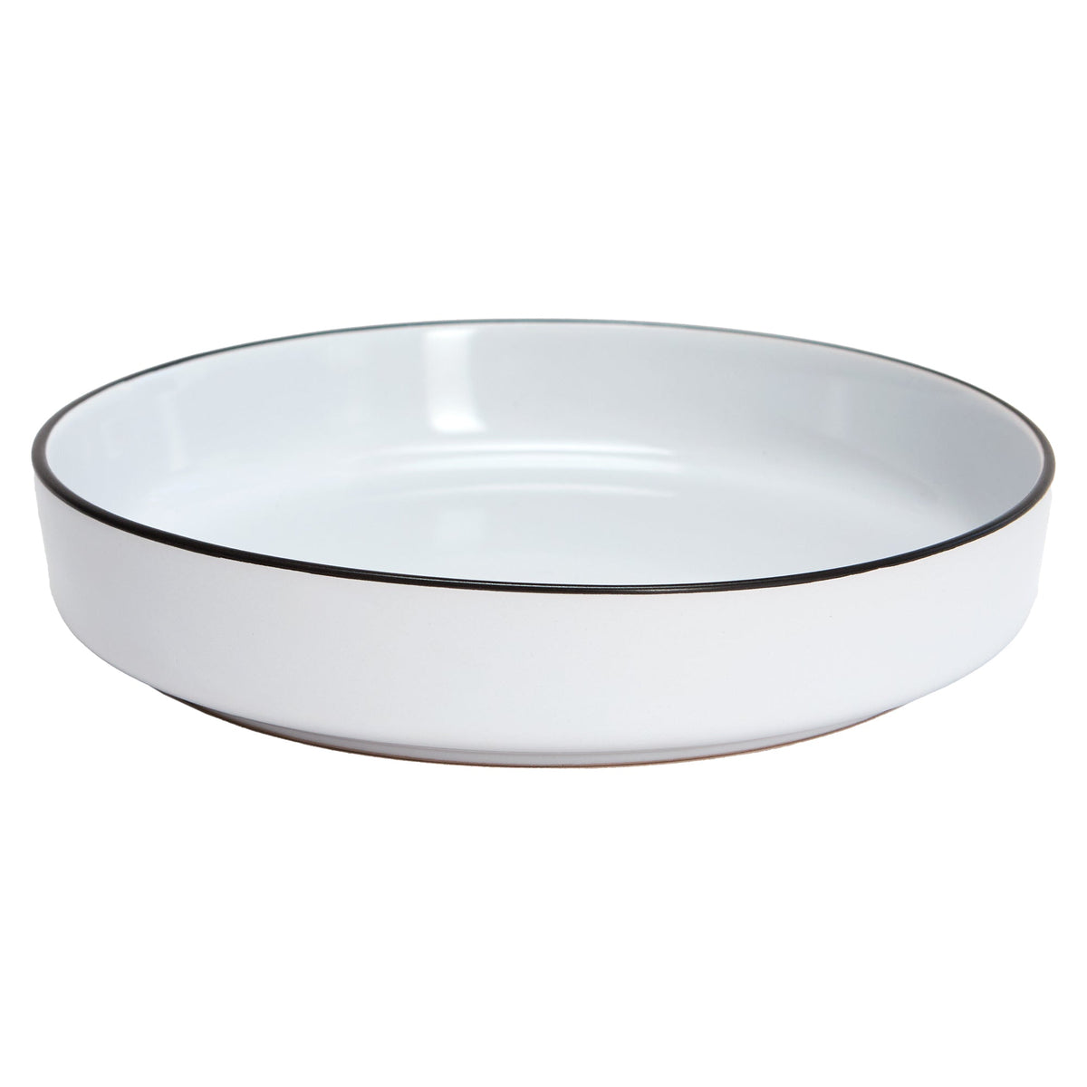 Pasta Bowls, Set of 4, Stoneware, 20 cm (7.9 in), White with Black Rim – Bistro