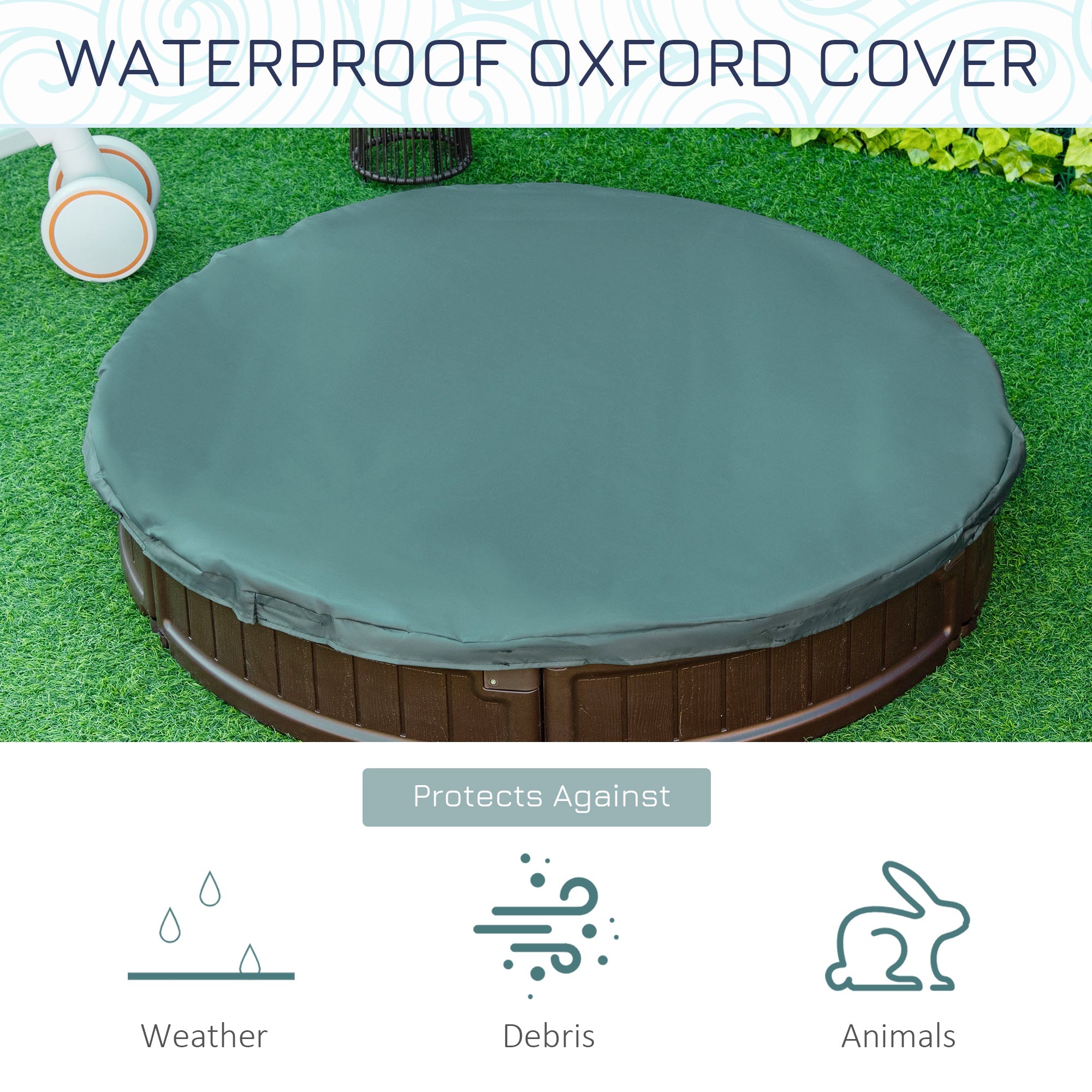 Outsunny Round Sandbox for Kids Outdoor Play with Waterproof Canopy Bottom Liner Childrens Garden Playset Brown