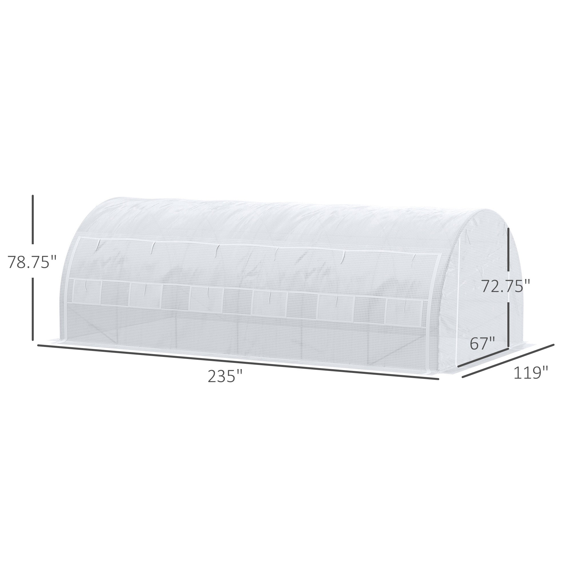 Outsunny Large Walk-in Greenhouse, 20'x10'x6' Tunnel Greenhouse with Zippered Door and 12 Roll-up Windows, Outdoor Green House